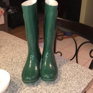 Green rain boots